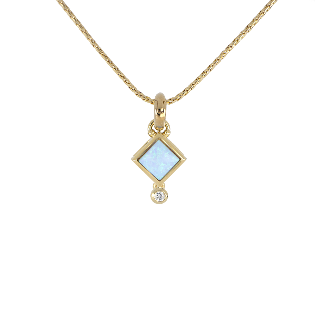 Opalas do Mar Collection - Blue Diamond Opal Pendant with Chain