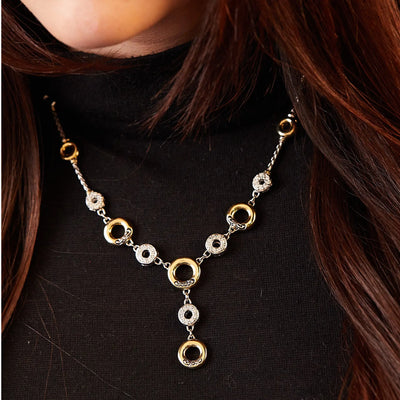 Ciclo D'Amor Pavé and Gold Drop Necklace