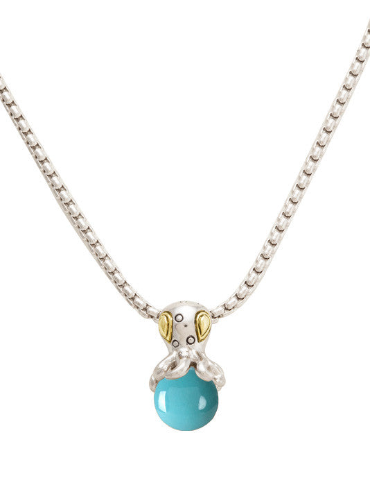 Ocean Images Aqua Viva Seaside Collection Octopus Slider Pendant with Chain - John Medeiros Jewelry Collections