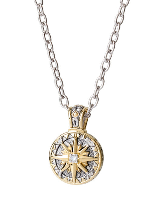 Ocean Images Seaside - Cubic Zirconia Compass with Chain