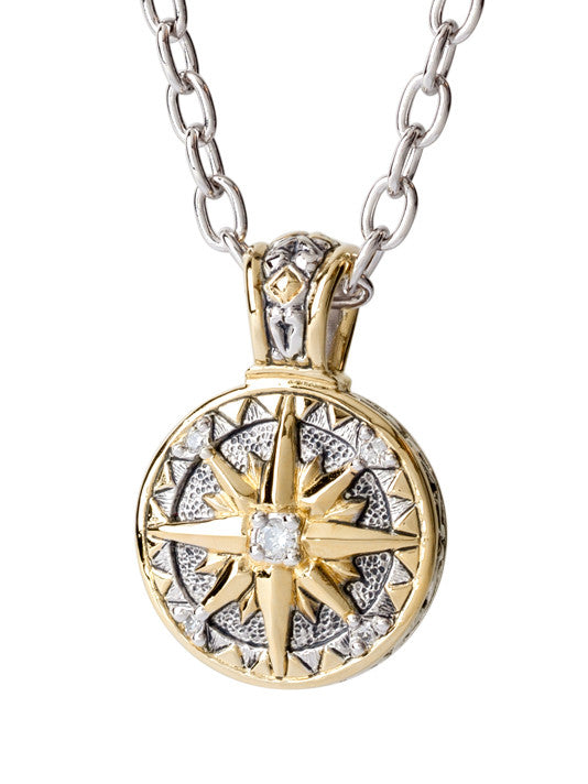 Ocean Images Seaside - Cubic Zirconia Compass with Chain