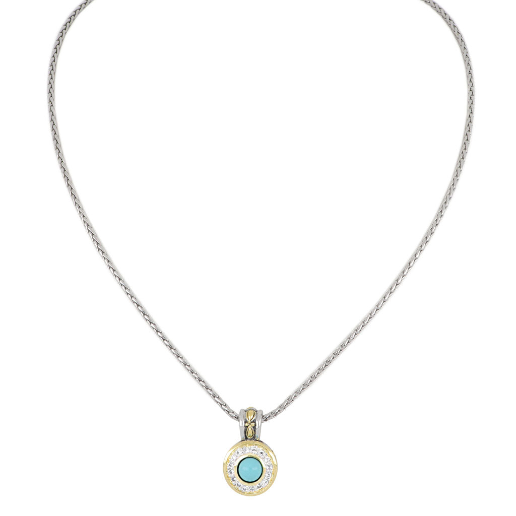 Pérola Pavé & Turquoise Pendant with Chain
