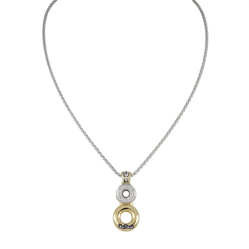 Ciclo D'Amor Pavé & Gold Dbl Circle Pendant Necklace