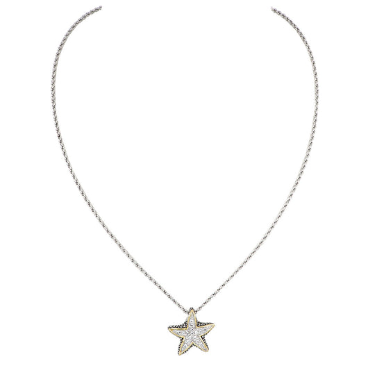 Ocean Images Seaside Collection Small Pavé Starfish Slider with Chain