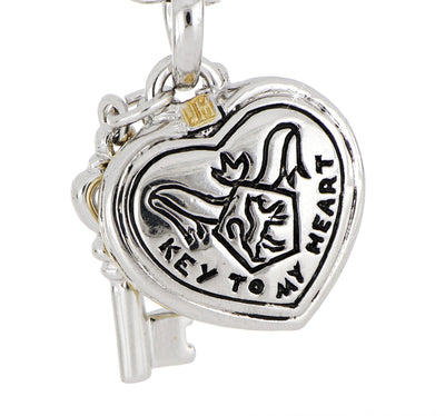 Celebration Petite Pavé - Heart & Key Necklace