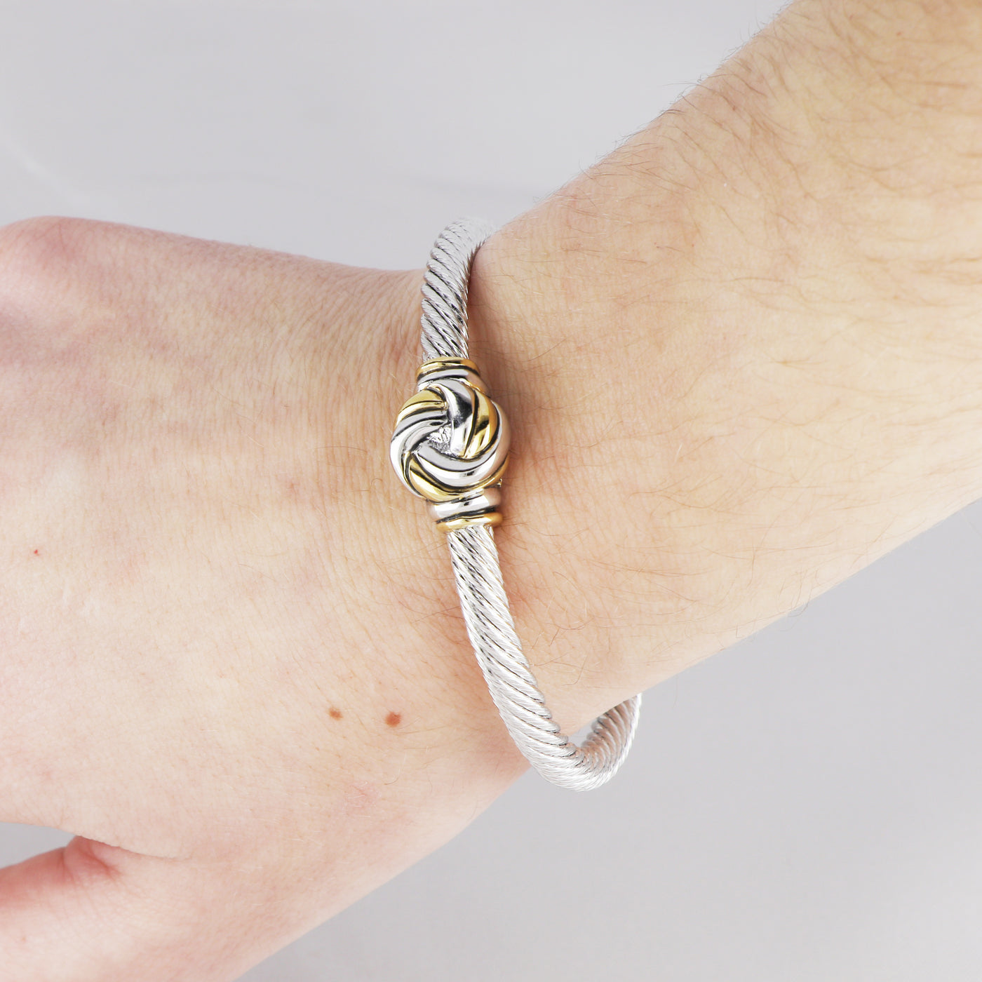 Infinity Knot - Two-Tone Center Wire Cuff Bracelet