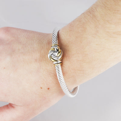 Infinity Knot Collection - Two-Tone Center Wire Cuff Bracelet