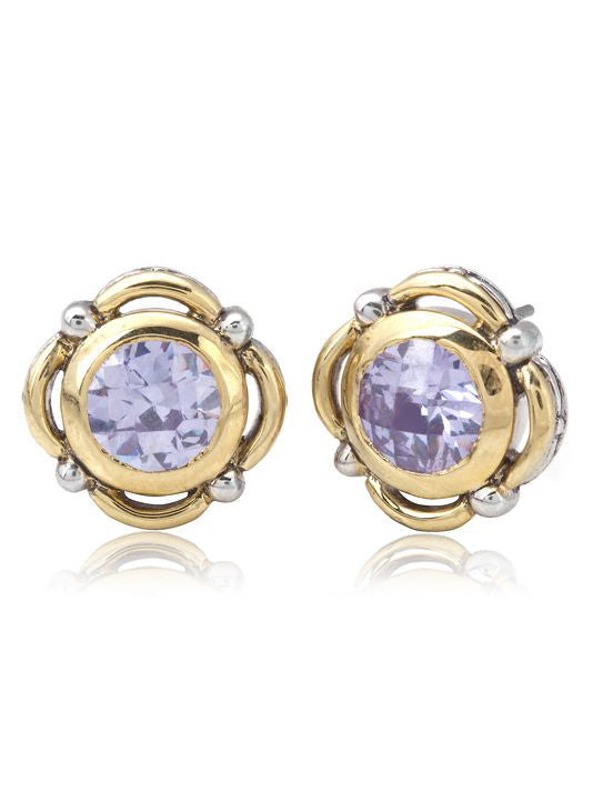 Nouveau Collection Simplicity Round Lavender Stud Earrings