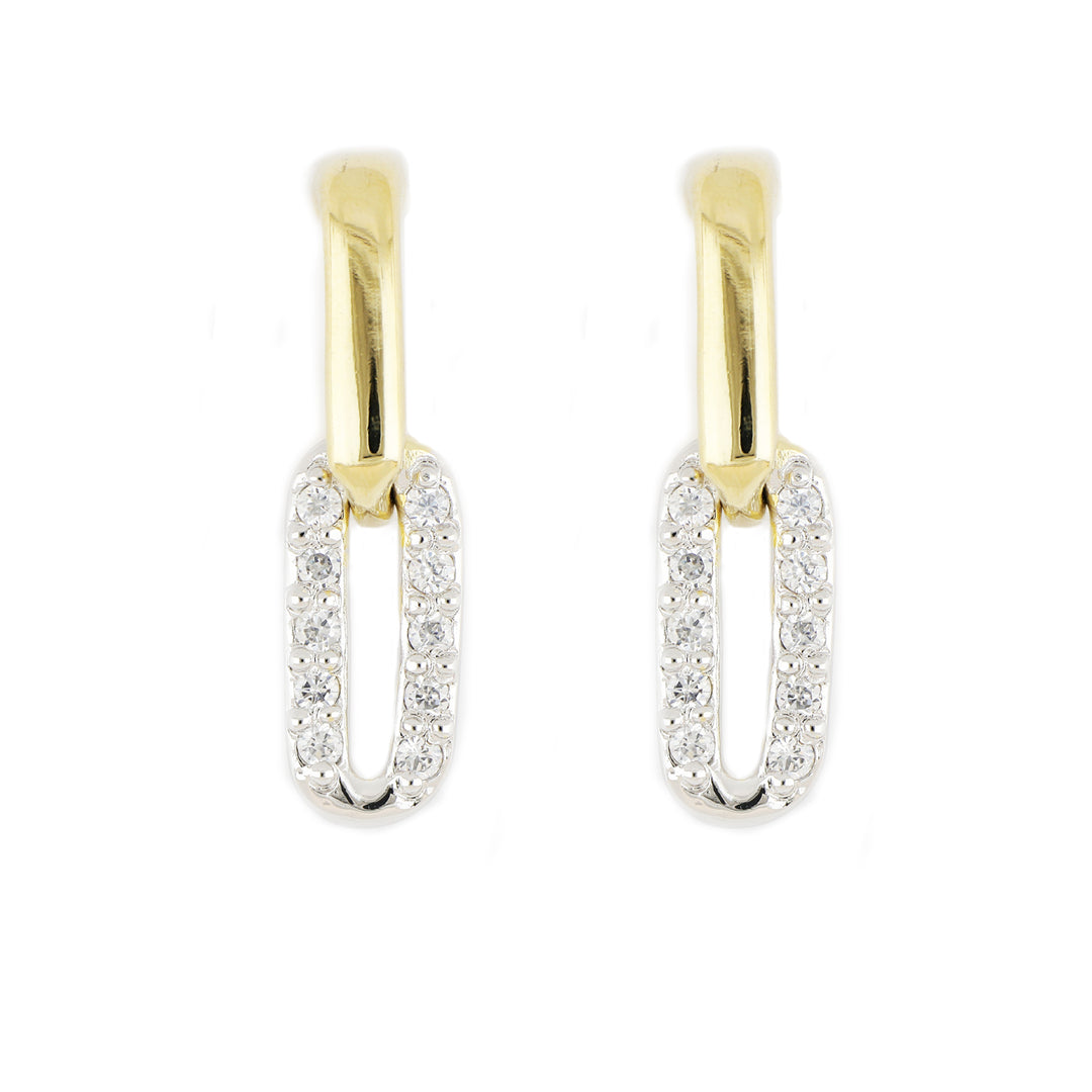 Diamante - Small Two Link Pavé Post Earrings