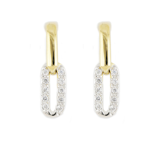 Diamante - Small Two Link Pavé Post Earrings