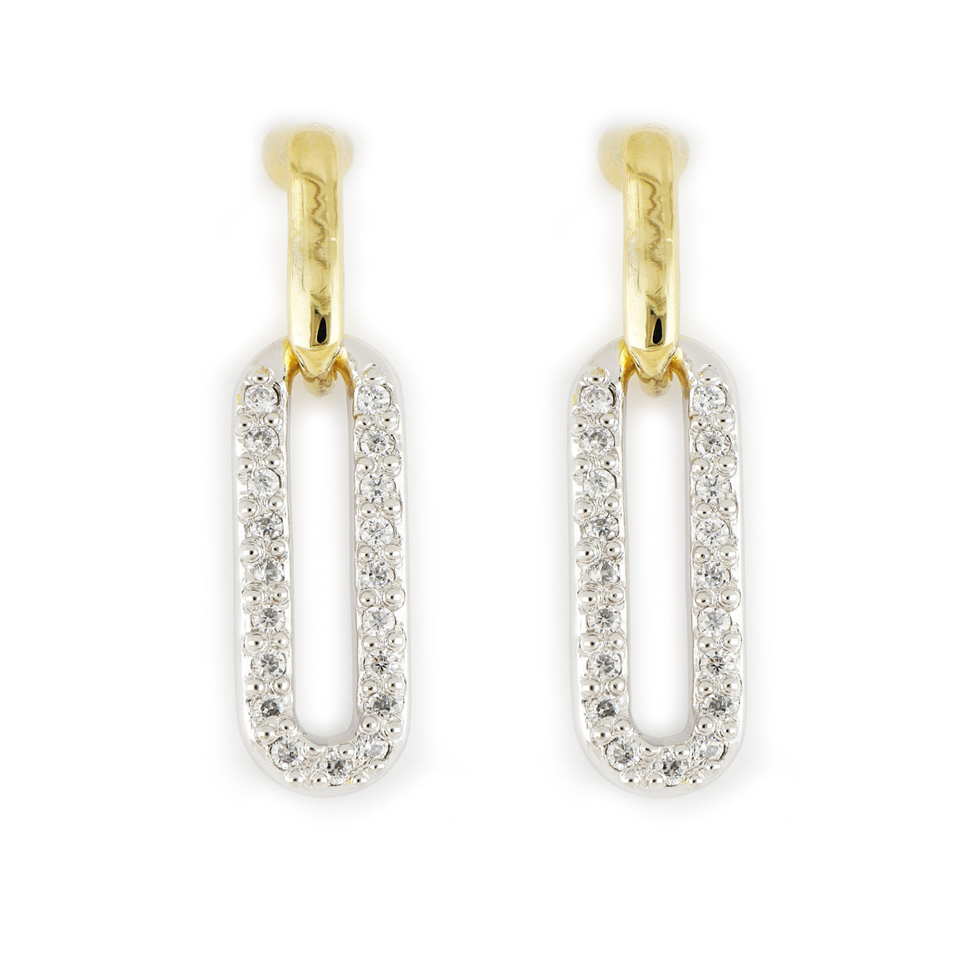Diamante - Large Link Pavé Post Earrings