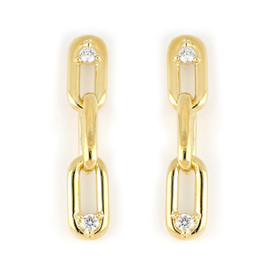 Diamante - Three Link 2 Studs CZ Earrings