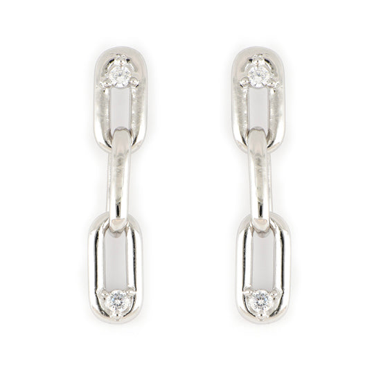 Diamante - Three Link 2 Studs CZ Earrings