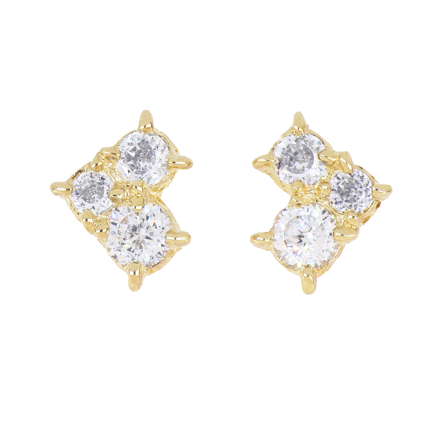 Diamante Cluster 104 - 3 Stone Post Earrings