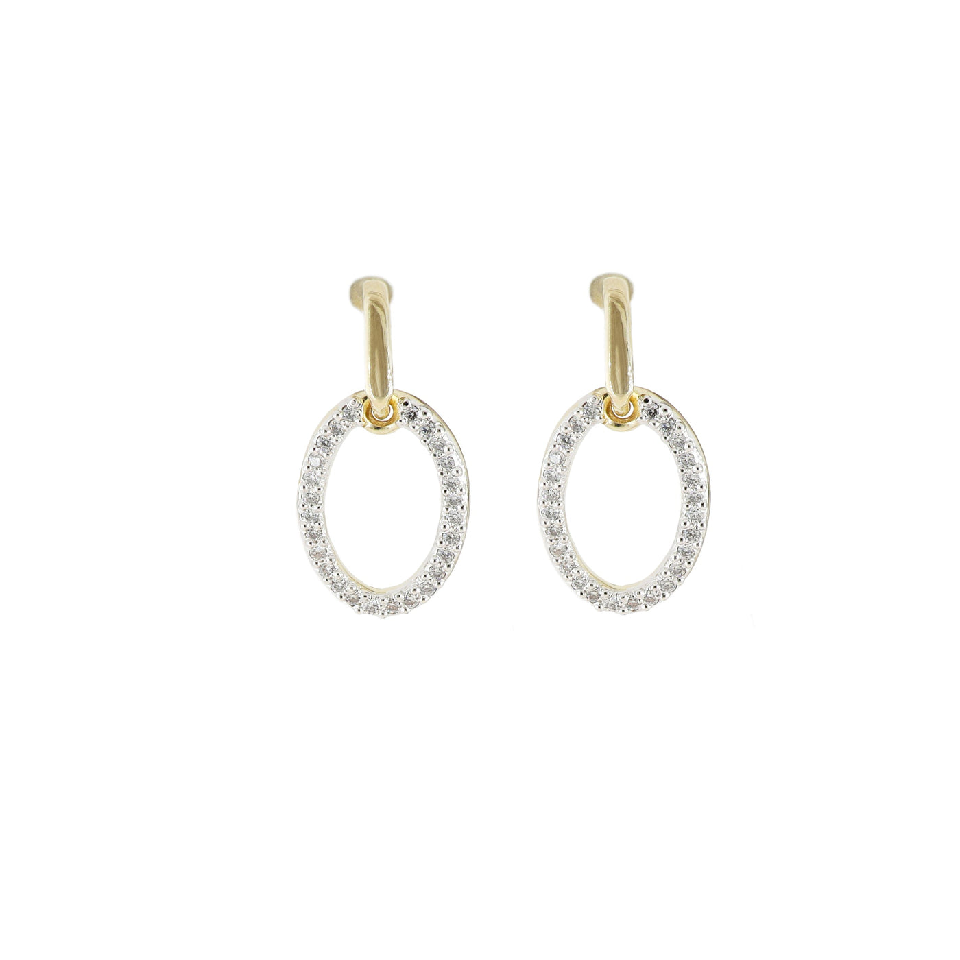 Aldrava Collection - Oval Pavé Two-Tone Earrings