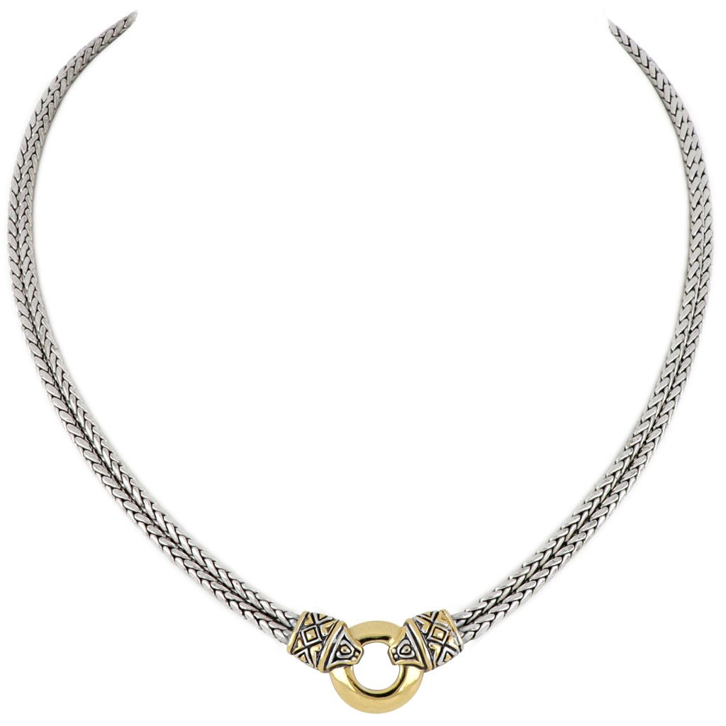 Antiqua Gold Circle Double Strand Necklace