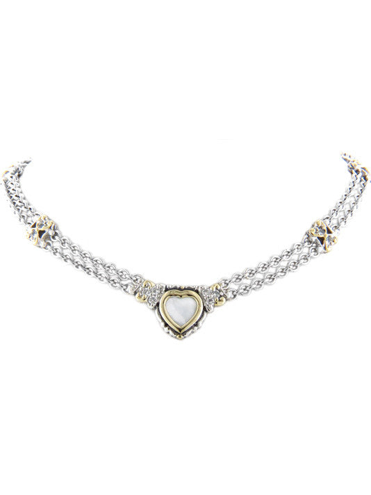 Heart Collection Double Strand Mother of Pearl Necklace