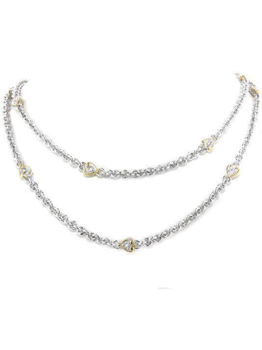 Heart Collection Clear CZ Stone Necklace with Clasp