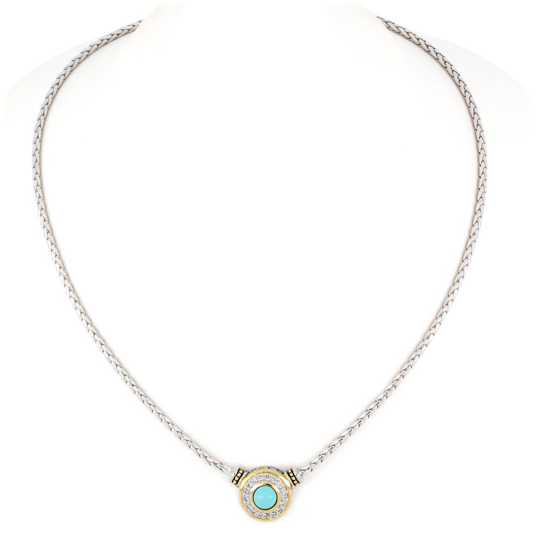 Pérola Collection - Pavé & Turquoise Necklace