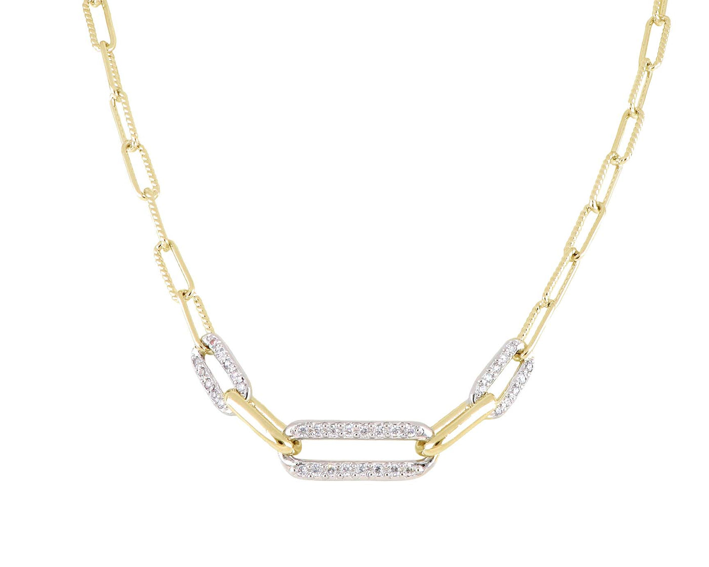 Diamante - Three Link Pavé Center Necklace