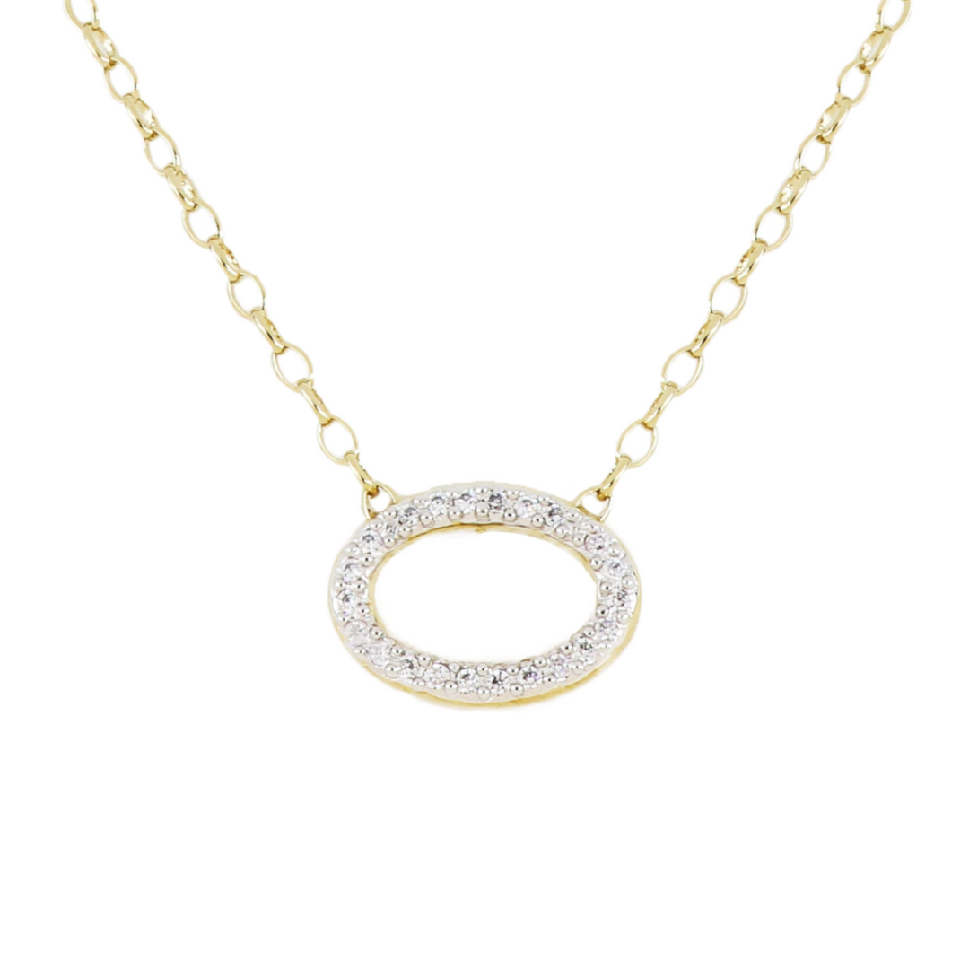 Aldrava Collection - Oval Pavé Necklace in Gold