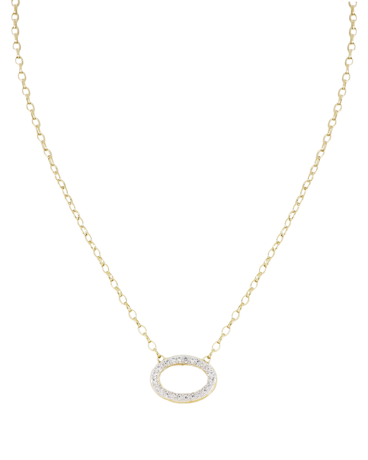 Aldrava Collection - Oval Pavé Necklace in Gold