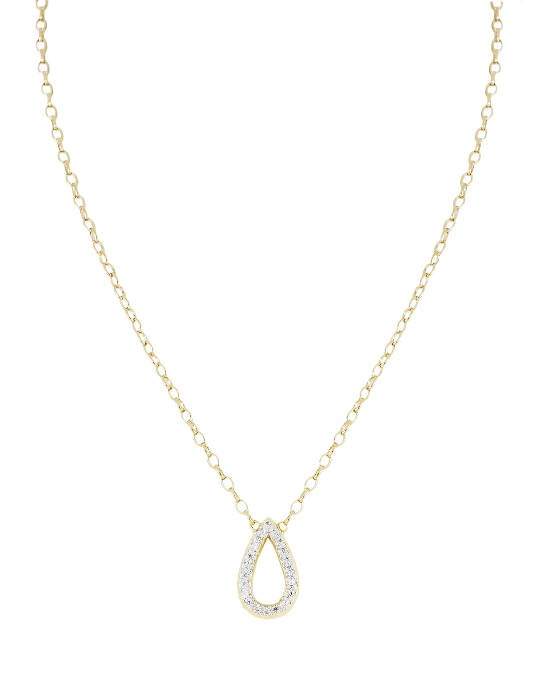 Aldrava Collection - Teardrop Pavé Necklace in Gold