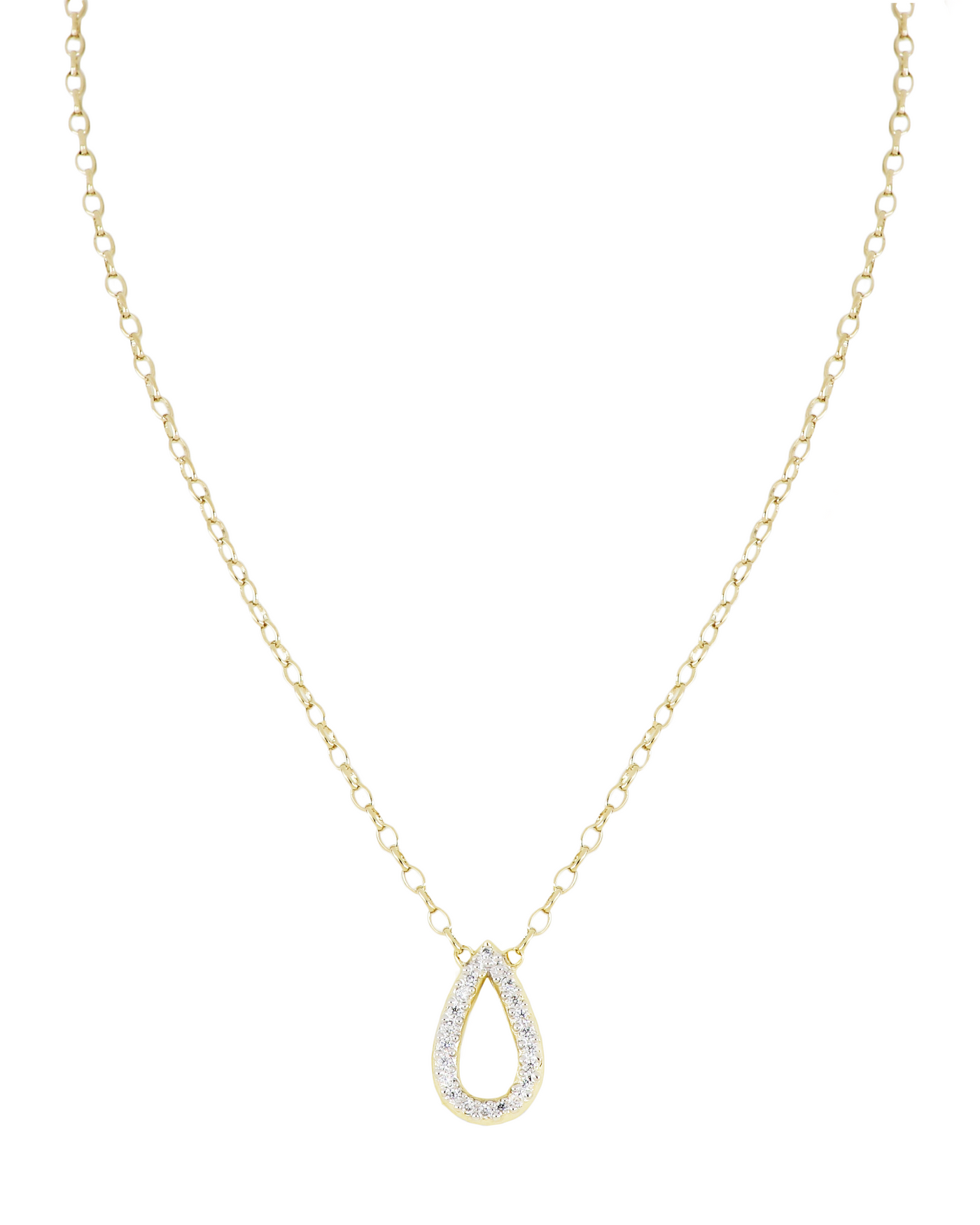 Aldrava Collection - Teardrop Pavé Necklace in Gold