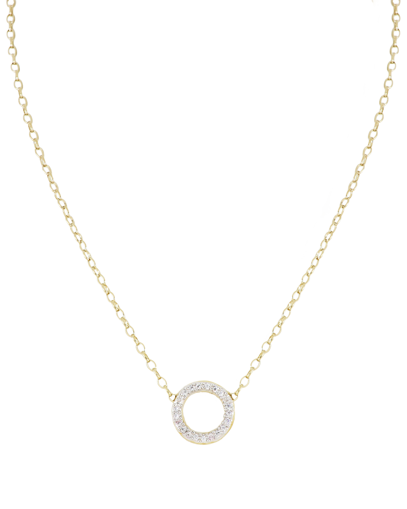 Aldrava Collection - Circle Pavé Necklace with Gold Chain