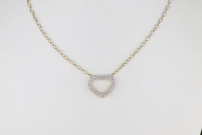 Aldrava Collection - Heart Pavé Necklace with Two-Tone Chain