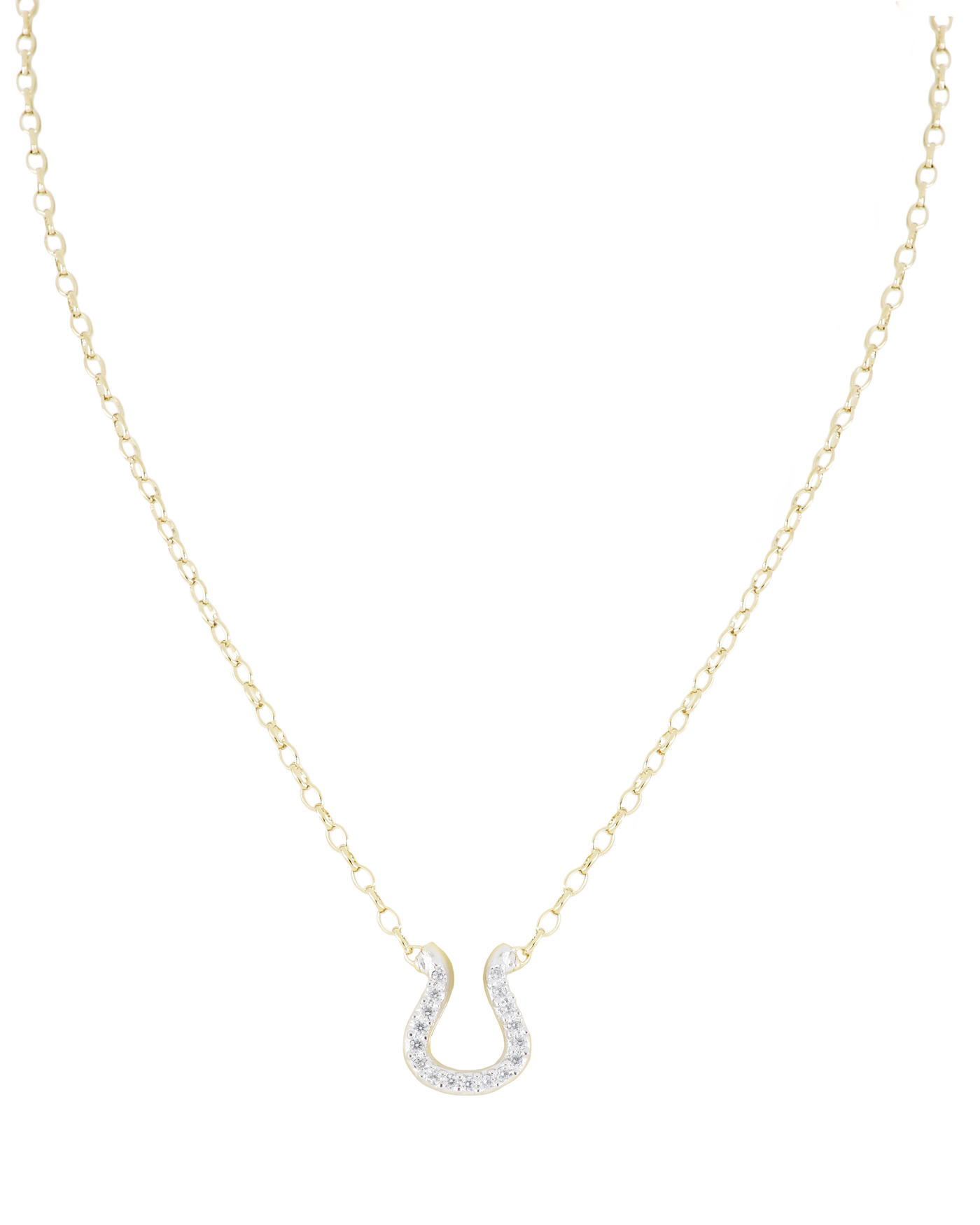 Aldrava Collection - Horseshoe Pavé Gold Necklace