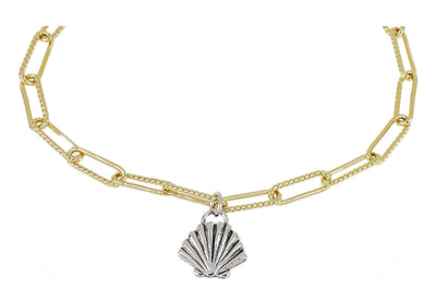 Diamante Necklace with Shell Charm 16-18"