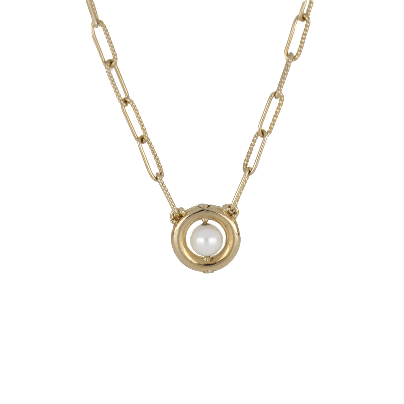 Diamante - Gold Necklace with Pearl Inset