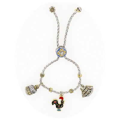 Portuguese Collection - Adjustable Bolo Bracelet with Charms - SET1