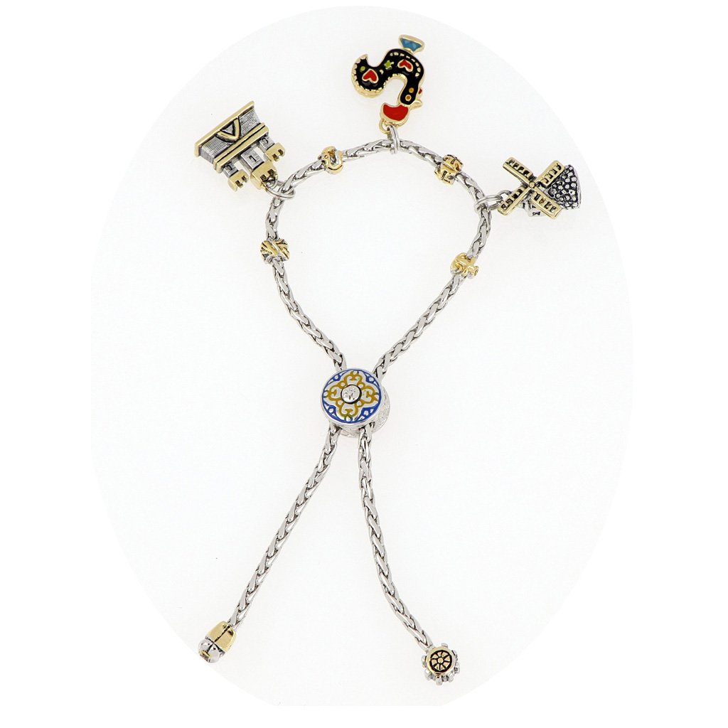 Portuguese Collection - Adjustable Bolo Bracelet with Charms - SET2