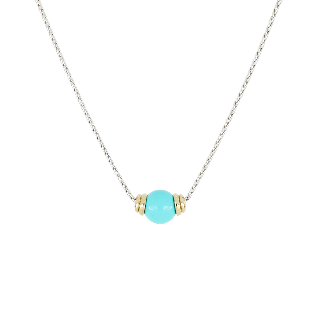 Pérola Collection - Single Turquoise Two-Tone Necklace