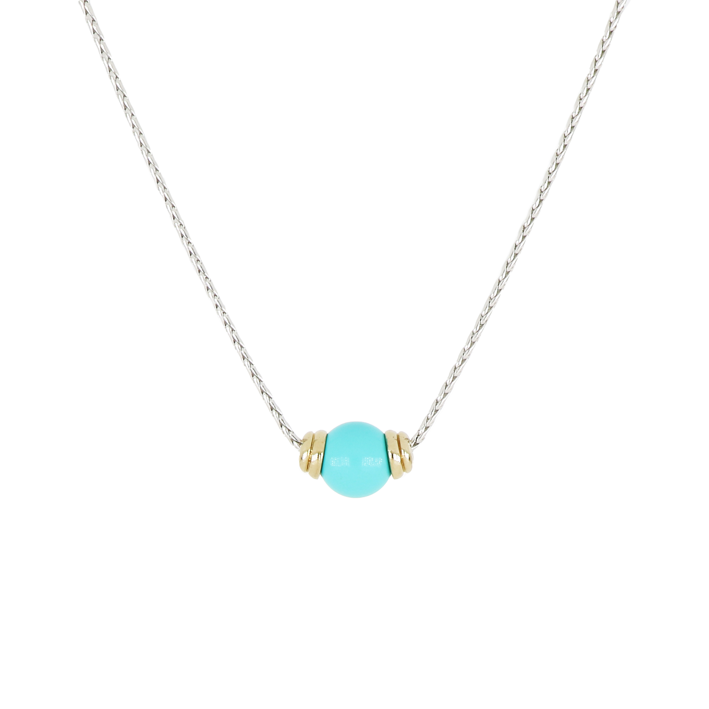 Pérola Collection - Single Turquoise Two-Tone Necklace