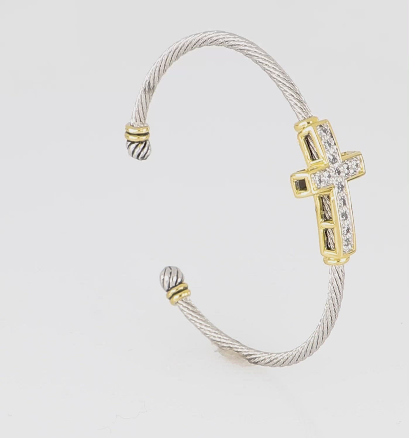 Celebration Petite Pavé - Cross Wire Cuff Bracelet