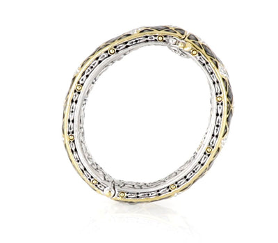 Lattice Collection - Black Abalone Edition - Pavé Hinged Bangle Bracelet