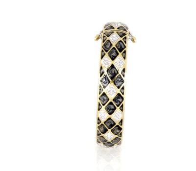 Lattice Collection - Black Abalone Edition - Pavé Hinged Bangle Bracelet
