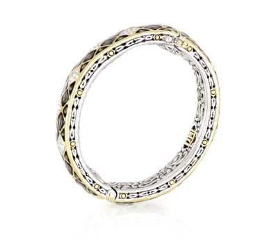 Lattice Collection - Black Abalone Edition - Pavé Hinged Bangle Bracelet