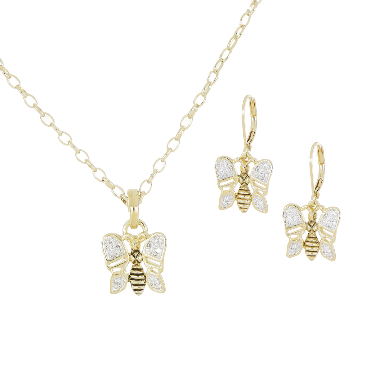 20th Anniversary Butterfly Pendant Necklace & Earrings