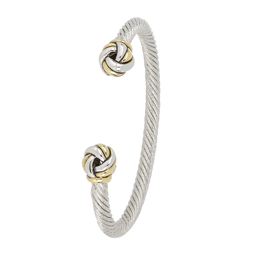 Infinity Knot Collection - Two-Tone Ends Wire Cuff Bracelet