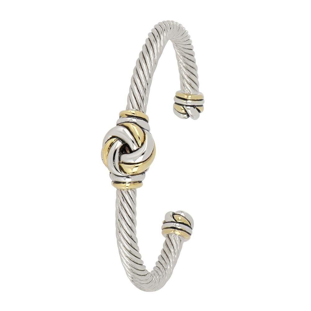 Infinity Knot - Two-Tone Center Wire Cuff Bracelet