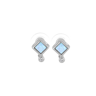 Opalas do Mar Collection - Single Blue Diamond Opal with CZ Post Earrings