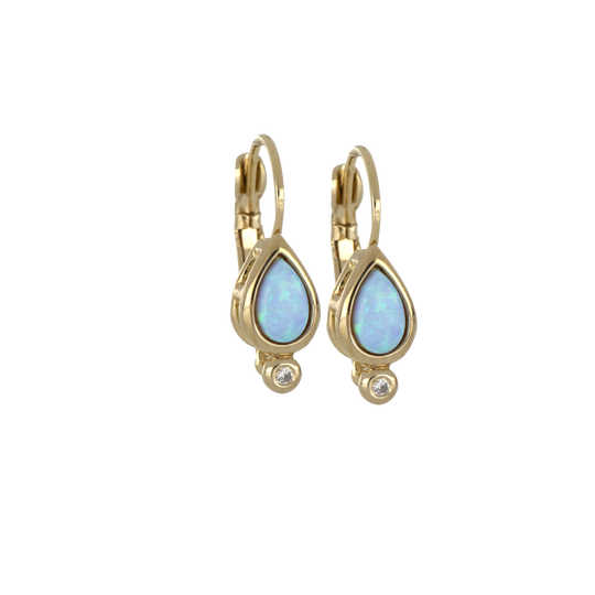 Opalas do Mar Collection - Blue Pear Opal French Wire Earrings