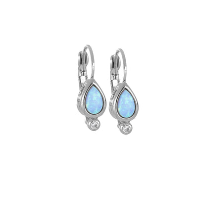 Opalas do Mar Collection - Blue Pear Opal French Wire Earrings