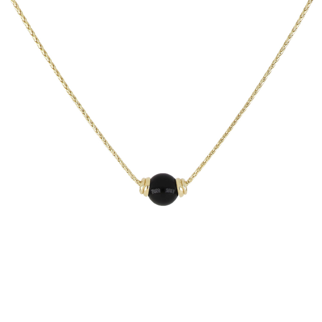 Perola Collection - Single Black Onyx Gold Necklace