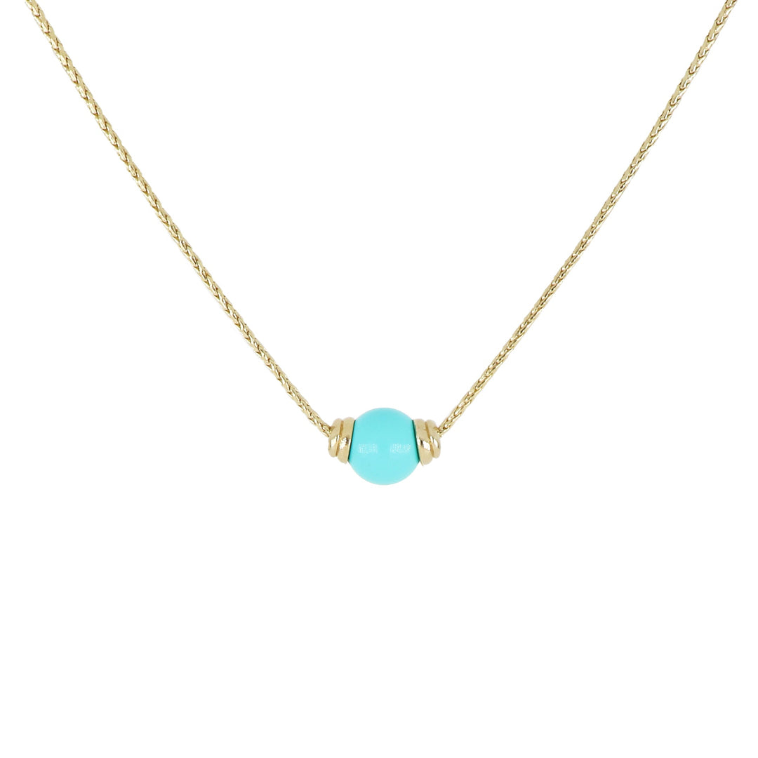 Pérola Collection - Single Turquoise Gold Necklace