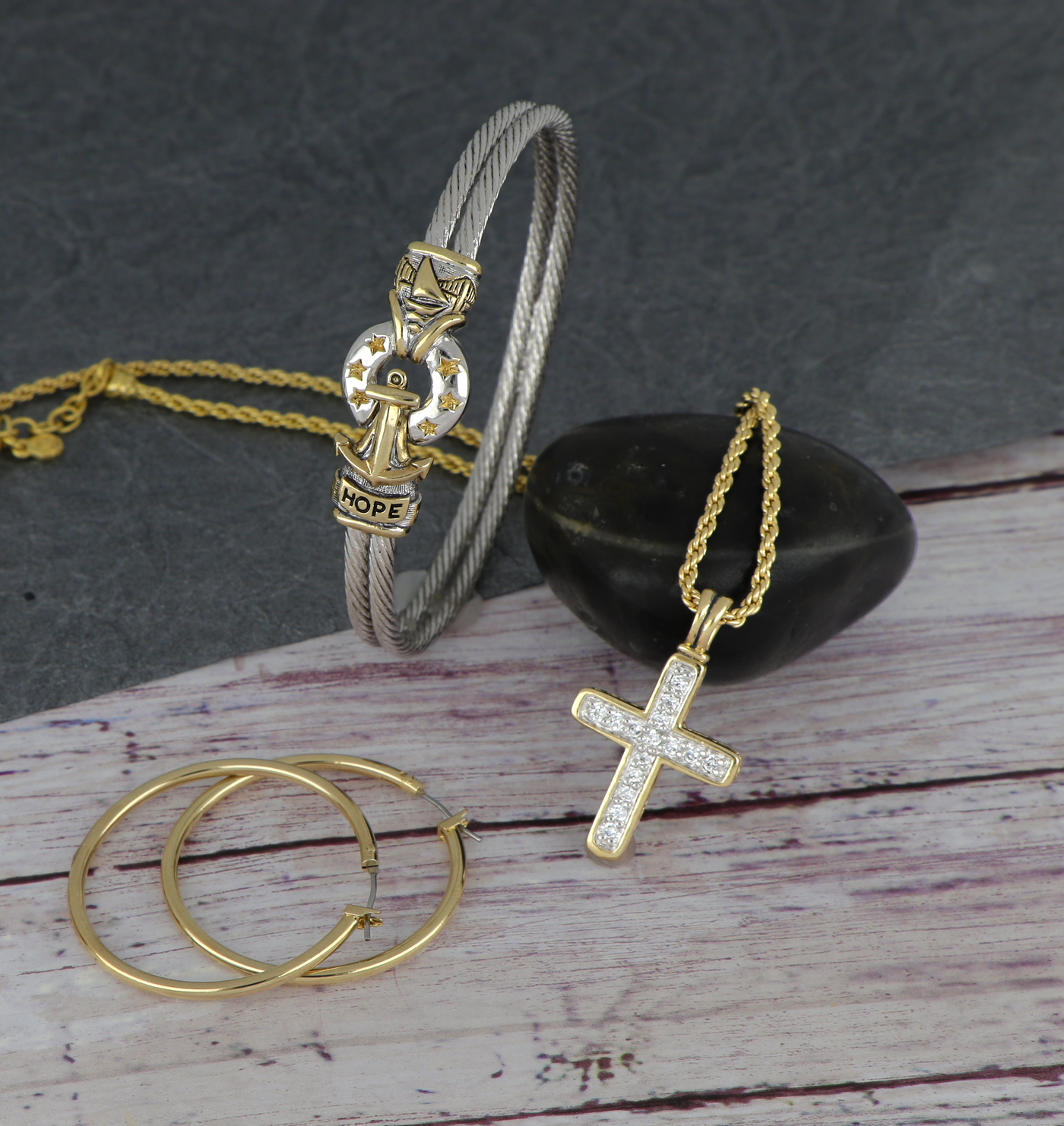 Hope and Faith Jewelry Set With Cross Necklace